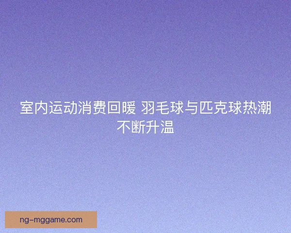 室内运动消费回暖 羽毛球与匹克球热潮不断升温
